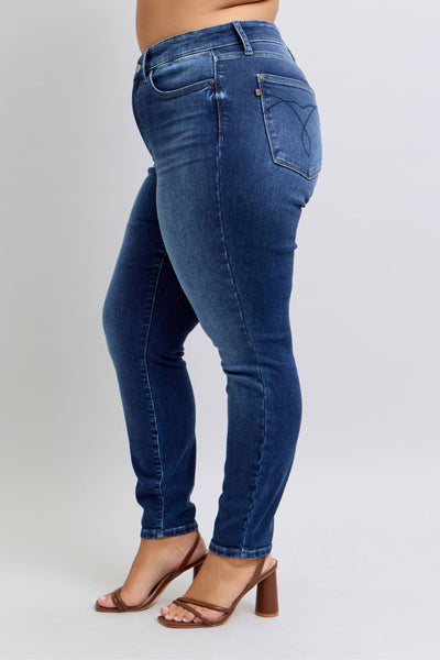 Judy Blue Mid Rise Thermal Skinny Denim Jeans 82635-Jeans-Sunshine and Wine Boutique