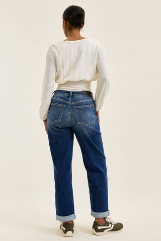 Judy Blue Mid Rise Billie Indigo Boyfriend Denim Jeans 82744