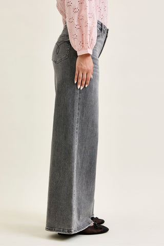 Judy Blue Mid Rise Gray Split Back Yoke Palazzo Denim Jeans 881134
