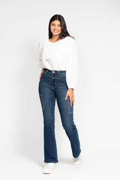 Judy Blue High Waist Cargo Bootcut Denim 88872-Jeans-Sunshine and Wine Boutique