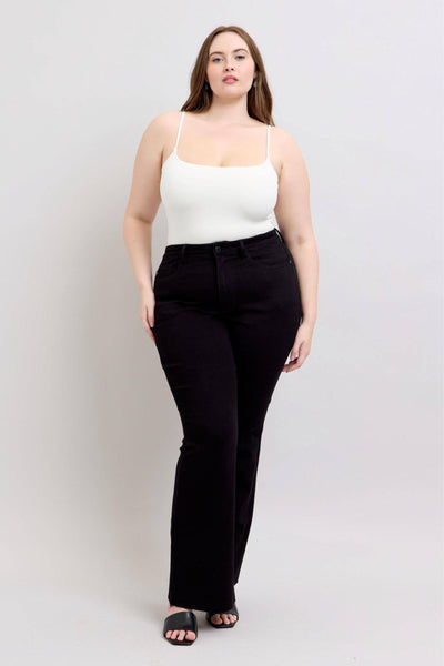Judy Blue High Waist Star Back Seam Detail Black Flare Denim Jeans 88958-Jeans-Sunshine and Wine Boutique