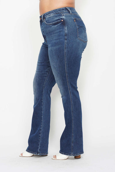 Judy Blue High Waist Tummy Control Back Pocket Embroidery Bootcut Denim Jeans 88786 - 3 Inseam Options: Short, Regular, Long-Jeans-Sunshine and Wine Boutique