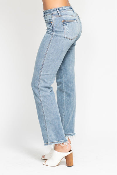 Judy Blue Mid Rise Yoke Cell Phone Pocket “Dad” Denim 82540-Jeans-Sunshine and Wine Boutique