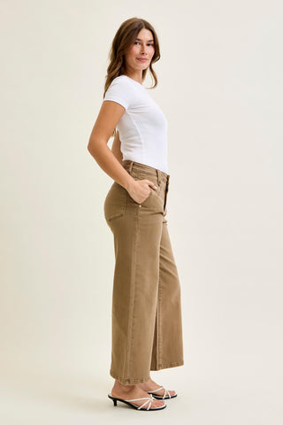 Judy Blue High Waist Golden Brown Ankle Wide Leg Denim Jeans 881095