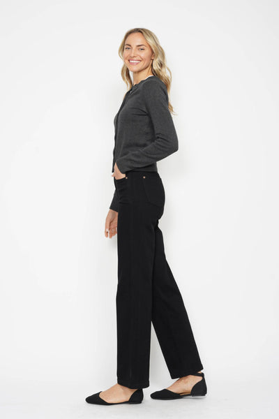 Judy Blue High Waist Tummy Control Black Classic Straight Denim 88866-Jeans-Sunshine and Wine Boutique