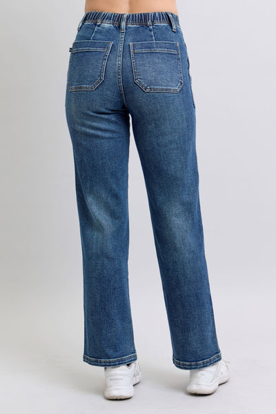 Judy Blue High Waist Drawstring Wide Leg Denim Jeans 88856-Jeans-Sunshine and Wine Boutique