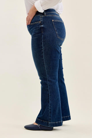 Judy Blue High Waist Trouser Flare Denim Jeans 82637 - Petite
