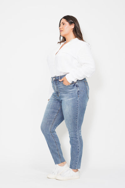 Judy Blue High Waist Tummy Control Vintage Shield Skinny Denim 88871-Jeans-Sunshine and Wine Boutique