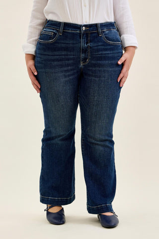 Judy Blue High Waist Trouser Flare Denim Jeans 82637 - Petite