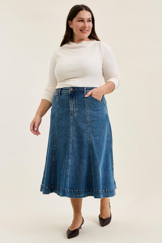 Judy Blue High Waist Lasso Stone Denim Skirt 2844