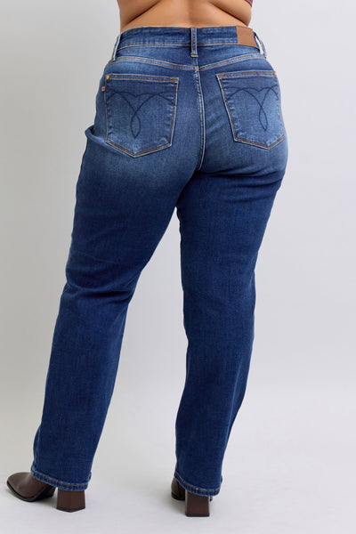 Judy Blue High Rise Vintage Wash Thermal Straight Denim Jeans 82631-Jeans-Sunshine and Wine Boutique