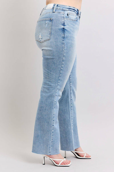 Judy Blue Mid Rise Light Wash Dad Denim Jeans 88926-Jeans-Sunshine and Wine Boutique