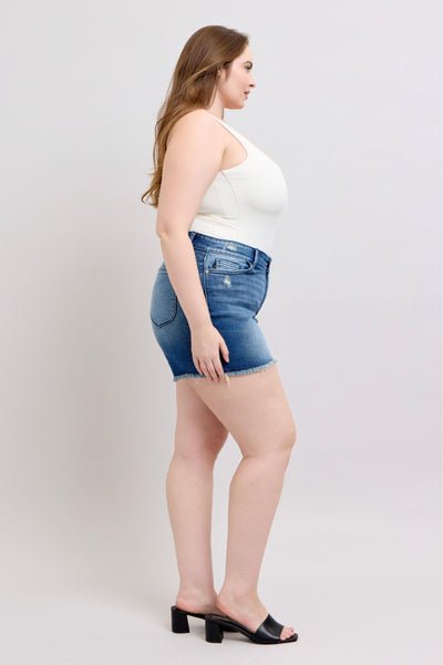 Judy Blue High Waist V Front w/ Shield Pockets Denim Short 15292-Shorts-Sunshine and Wine Boutique