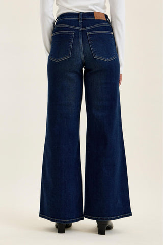 Judy Blue High Waist Lux Dark Twighlight Retro Wide Leg Denim Jeans 82748