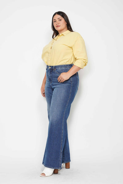 Judy Blue High Waist Tummy Control Retro Wide Leg Denim 88847-Jeans-Sunshine and Wine Boutique