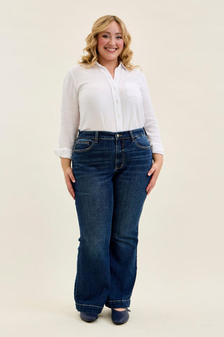 Judy Blue High Waist Trouser Flare Denim Jeans 82637 - Petite