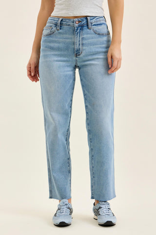 Judy Blue Mid Rise Bandana Loop Ankle Straight Denim Jeans 881120