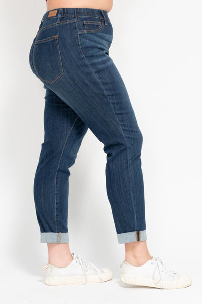 Judy Blue High Waist Pull On Double Cuff Slim Denim 88750-Jeans-Sunshine and Wine Boutique