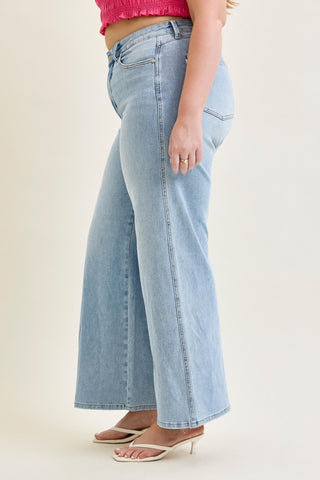 Judy Blue High Waist Tummy Control Retro Wide Leg Denim Jeans 881128