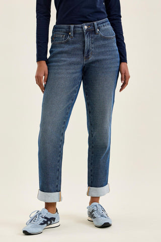 Judy Blue Mid Rise Billie Knit Indigo Boyfriend Denim Jeans 881126