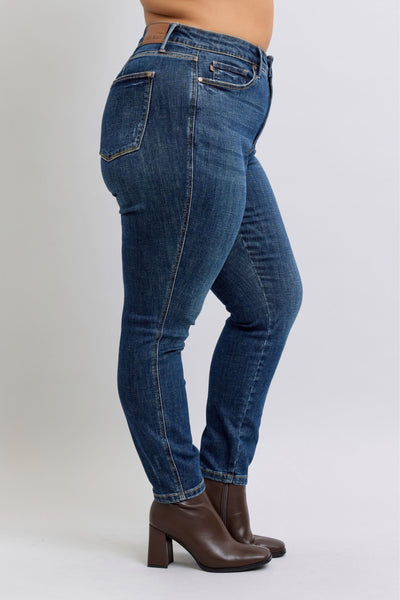 Judy Blue Mid Rise Tummy Control Classic Vintage Skinny Denim Jeans 88881-Jeans-Sunshine and Wine Boutique