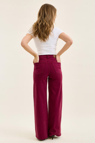 Judy Blue High Waist Tummy Control Boysenberry Retro Wide Leg Denim Jeans 881168