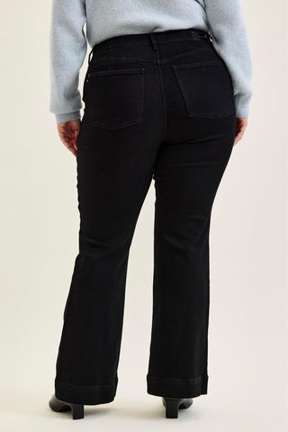 Judy Blue High Waist Tummy Control Black Daisy Bootcut Denim Jeans 881242