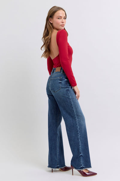 Judy Blue Mid Rise Wide Leg w/ Tint Denim Jeans 82640-Jeans-Sunshine and Wine Boutique