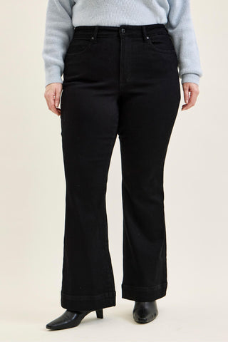 Judy Blue High Waist Tummy Control Black Daisy Bootcut Denim Jeans 881242