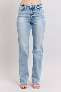 Judy Blue Mid Rise Light Wash Dad Denim Jeans 88926-Jeans-Sunshine and Wine Boutique