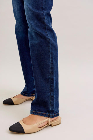 Judy Blue Mid Rise Dark Straight Denim Jeans 82679 - Inseam Options