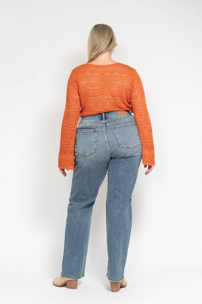 Judy Blue High Waist Harsh Tint & Destroy Straight Dad Denim Jeans 82641-Jeans-Sunshine and Wine Boutique