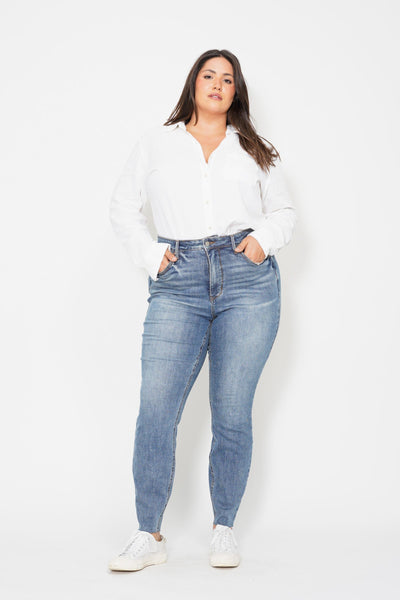 Judy Blue High Waist Tummy Control Vintage Shield Skinny Denim 88871-Jeans-Sunshine and Wine Boutique