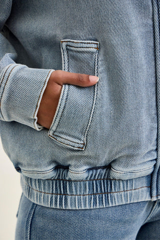 Judy Blue Knit Indigo Marty Bomber Jacket 7888