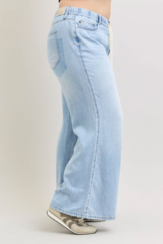 Judy Blue High Waist Featherweight Drawstring Palazzo Denim Jeans 881091