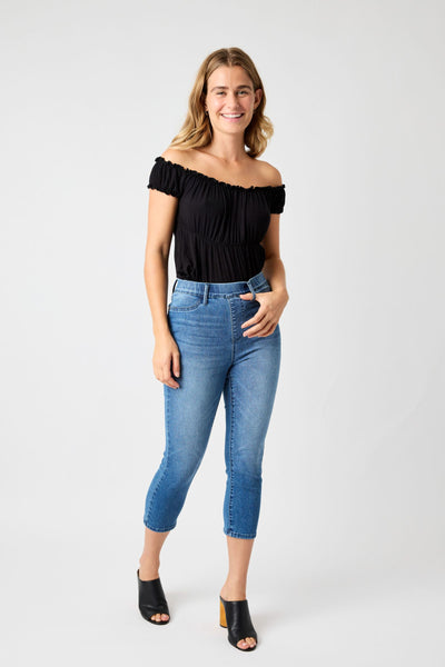 Judy Blue High Waist Pull On Cool Capri Denim 78111-Jeans-Sunshine and Wine Boutique