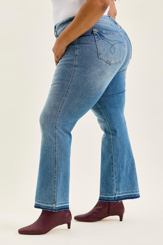 Judy Blue Mid Rise Tummy Control Release Hem Slim Bootcut Denim Jeans 881056