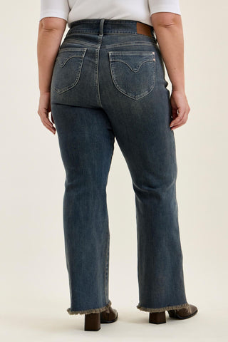Judy Blue High Waist Double Button Vintage Grey Cast Daisy Bootcut Denim Jeans 82734