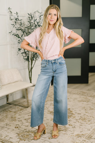 Heimish A Different Side Of Me Gingham Blouse in Dusty Rose