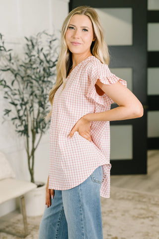 Heimish A Different Side Of Me Gingham Blouse in Dusty Rose
