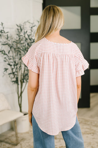Heimish A Different Side Of Me Gingham Blouse in Dusty Rose