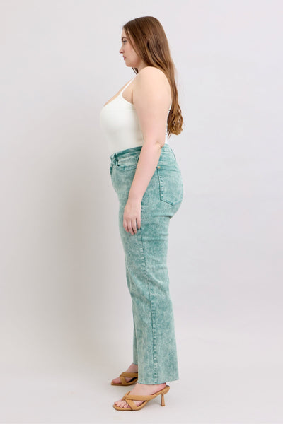 Judy Blue High Waist Garment Dyed Sea Green Dad Denim Jeans 88966-Jeans-Sunshine and Wine Boutique