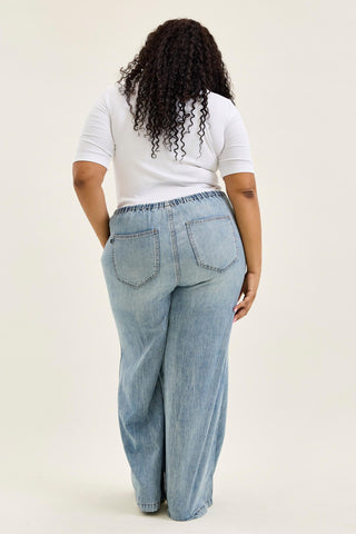 Judy Blue High Waist Featherweight Drawstring Palazzo Denim Jeans 881073