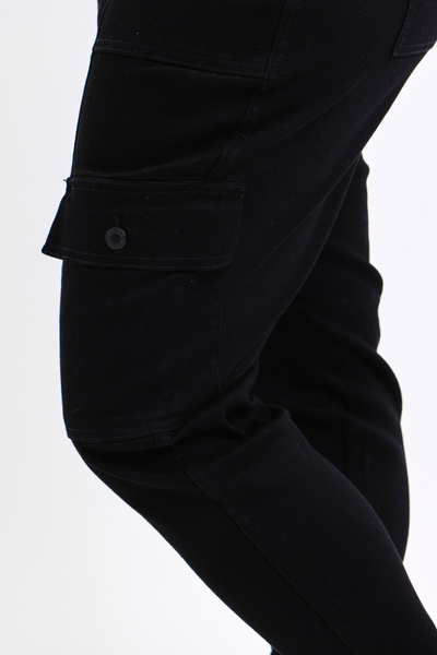 Judy Blue High Waist Cargo Cuff Black Jogger Denim 88910-Jeans-Sunshine and Wine Boutique