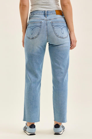 Judy Blue Mid Rise Bandana Loop Ankle Straight Denim Jeans 881120