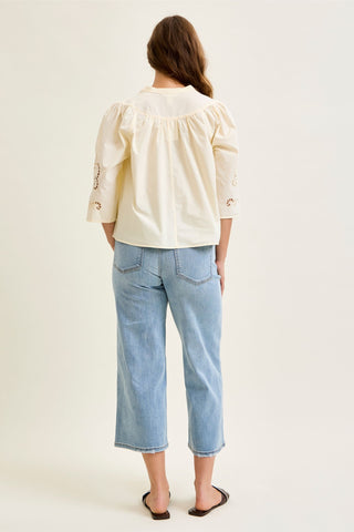 Judy Blue Mid Rise Wide Leg Crop Denim Jeans 82690