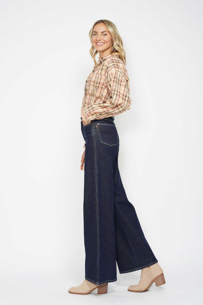 Judy Blue High Waist Tummy Control Retro Wide Leg Crop Denim 88849-Jeans-Sunshine and Wine Boutique