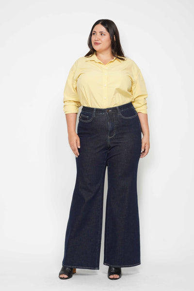 Judy Blue High Waist Tummy Control Retro Wide Leg Crop Denim 88849-Jeans-Sunshine and Wine Boutique