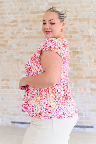 Savanna Jane A Matter of Time Flutter Sleeve Top in Multi
