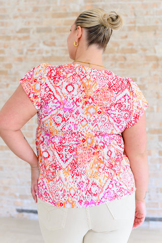 Savanna Jane A Matter of Time Flutter Sleeve Top in Multi